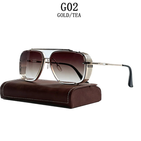 Oversized punk steampunk square sunglasses for men