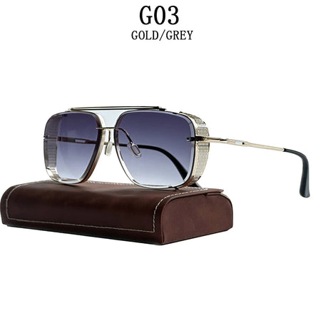 Oversized punk steampunk square sunglasses for men