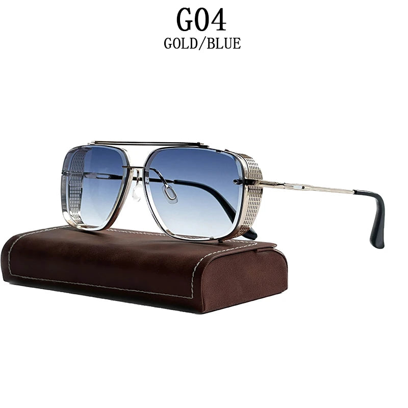 Oversized punk steampunk square sunglasses for men