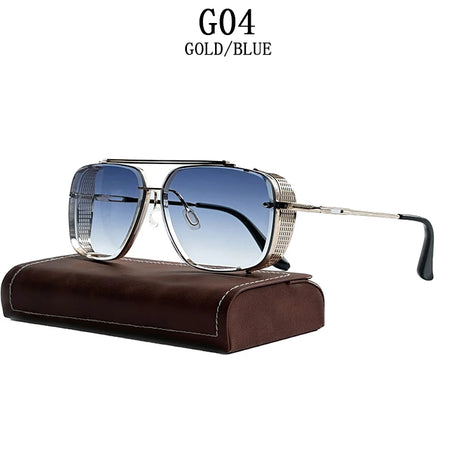 Oversized punk steampunk square sunglasses for men