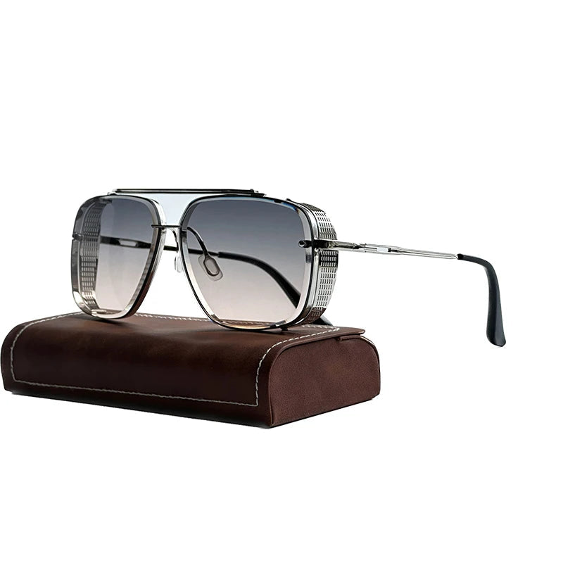 Oversized punk steampunk square sunglasses for men