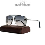Oversized punk steampunk square sunglasses for men