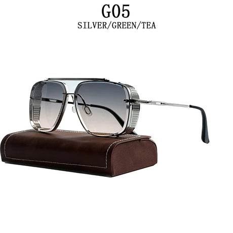Oversized punk steampunk square sunglasses for men