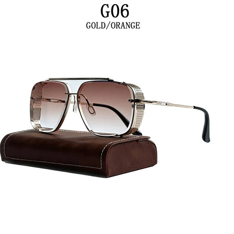 Oversized punk steampunk square sunglasses for men