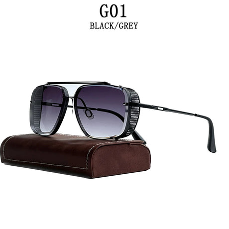 Oversized punk steampunk square sunglasses for men