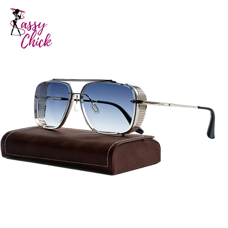 Oversized punk steampunk square sunglasses for men