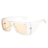 Oversized square jelly color sunglasses with wide frame design and UV400 protection for retro outdoor fashion style.