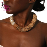 Pearls And Coconut Shell Handmade Necklace SAssy Chick