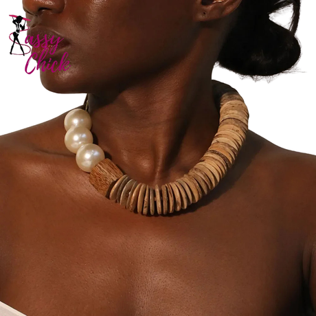 Pearls And Coconut Shell Handmade Necklace SAssy Chick