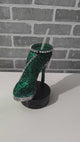 Sparkling Green & Silver Glitter Stiletto Heel Tumbler Cup
