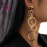 Punk Long Circle Drop Earring