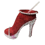 Red Silver Stiletto Tumbler Cup Sassy Chick Logo