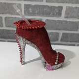 Red Silver Stiletto Tumbler Cup Sassy Chick Logo