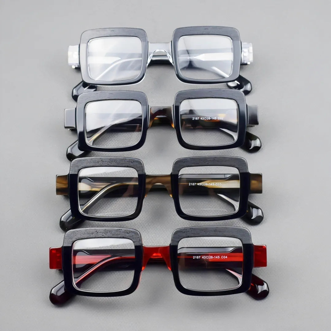 Unisex retro square acetate optical eyeglasses frame full rim design