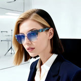 Women wearing retro square sunglasses with acetate frame and UV400 protection