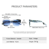 Women wearing retro square sunglasses with acetate frame and UV400 protection Dimension