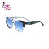 Women wearing retro square sunglasses with acetate frame and UV400 protection