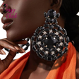 Rhinestone Black Round Earrings Sassy Chick