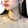 Rhinestones Necklace Vintage Square Sassy Chick