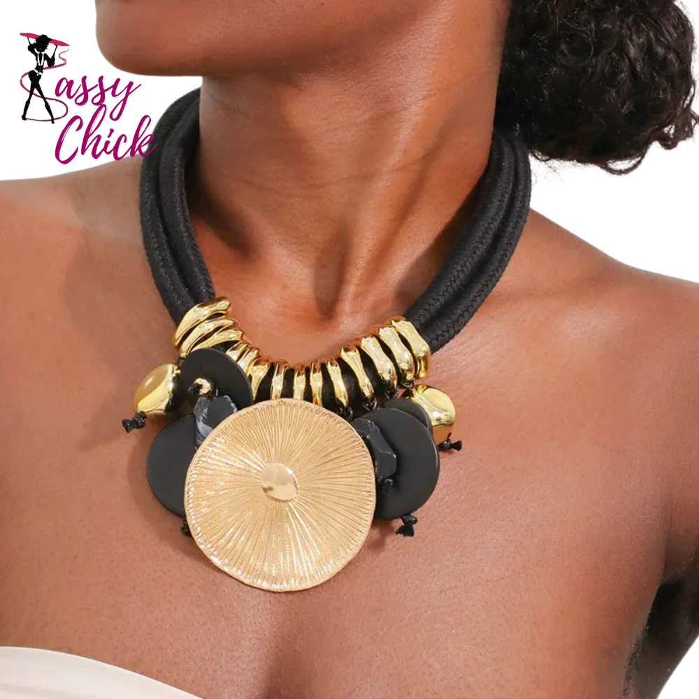 Round Pendant Statement Beaded Necklace Sassy Chick