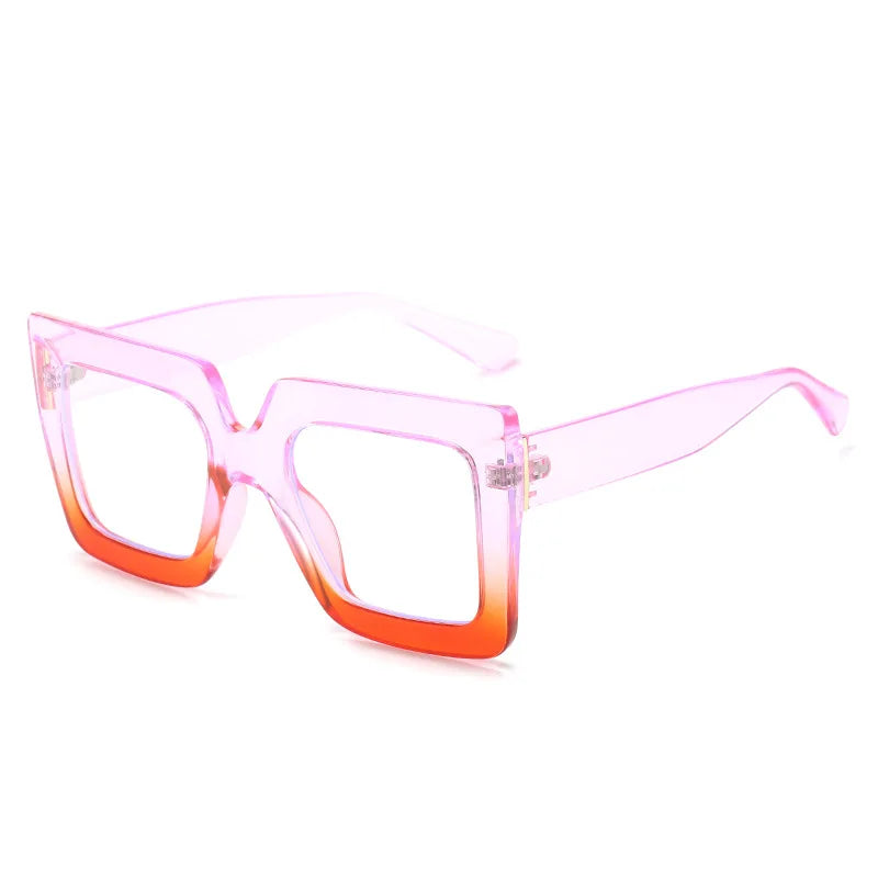 Simple Classic Square Plain Glasses pink orange