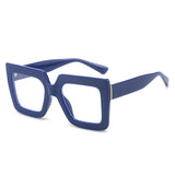 Simple Classic Square Plain Glasses blue