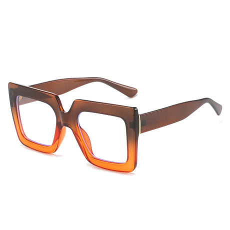 Simple Classic Square Plain Glasses brown orange