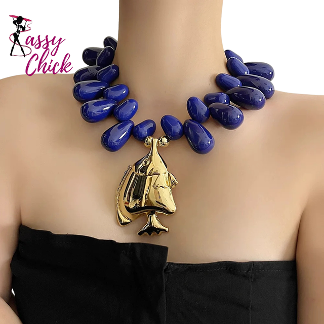 Small Fish Pendant Beaded Necklace Sassy Chick 