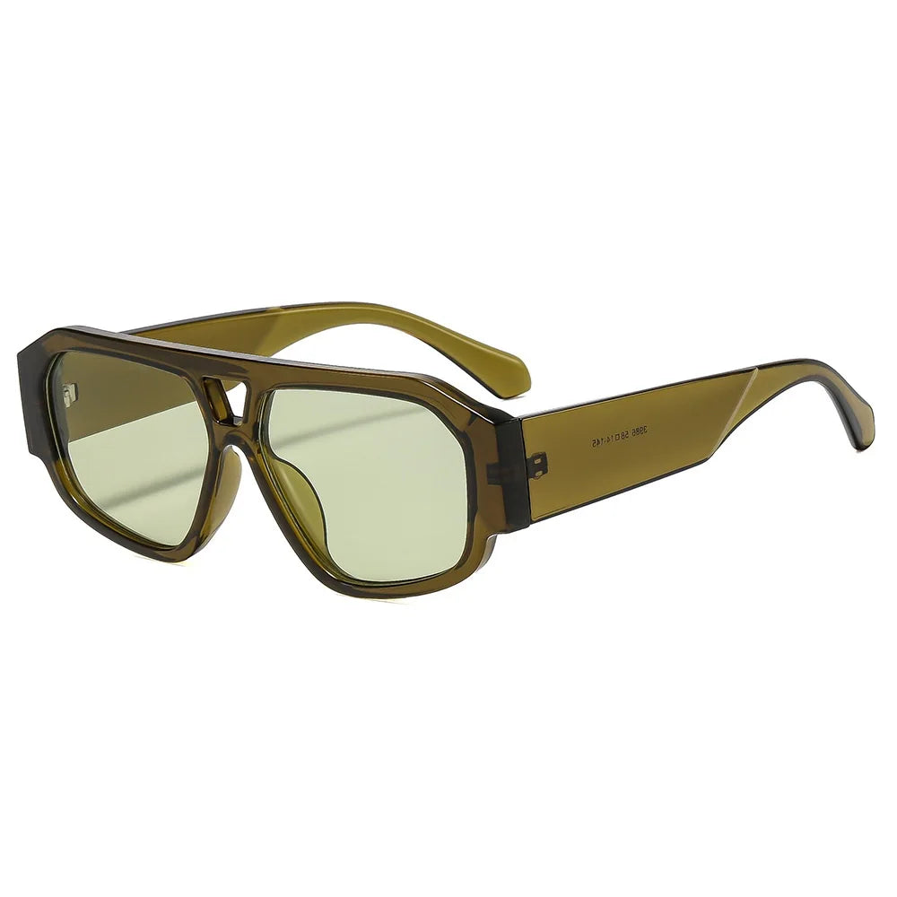 Women’s vintage square sunglasses with double beam frame, black gradient lens, and UV400 outdoor fashion eyewear.