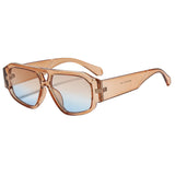Women’s vintage square sunglasses with double beam frame, black gradient lens, and UV400 outdoor fashion eyewear.