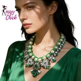 Statement Bronze Resin Gem Rhinestone Crystal Necklace Sassy Chick