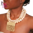 Statement Geometry Pendant Beads Necklace Sassy Chick