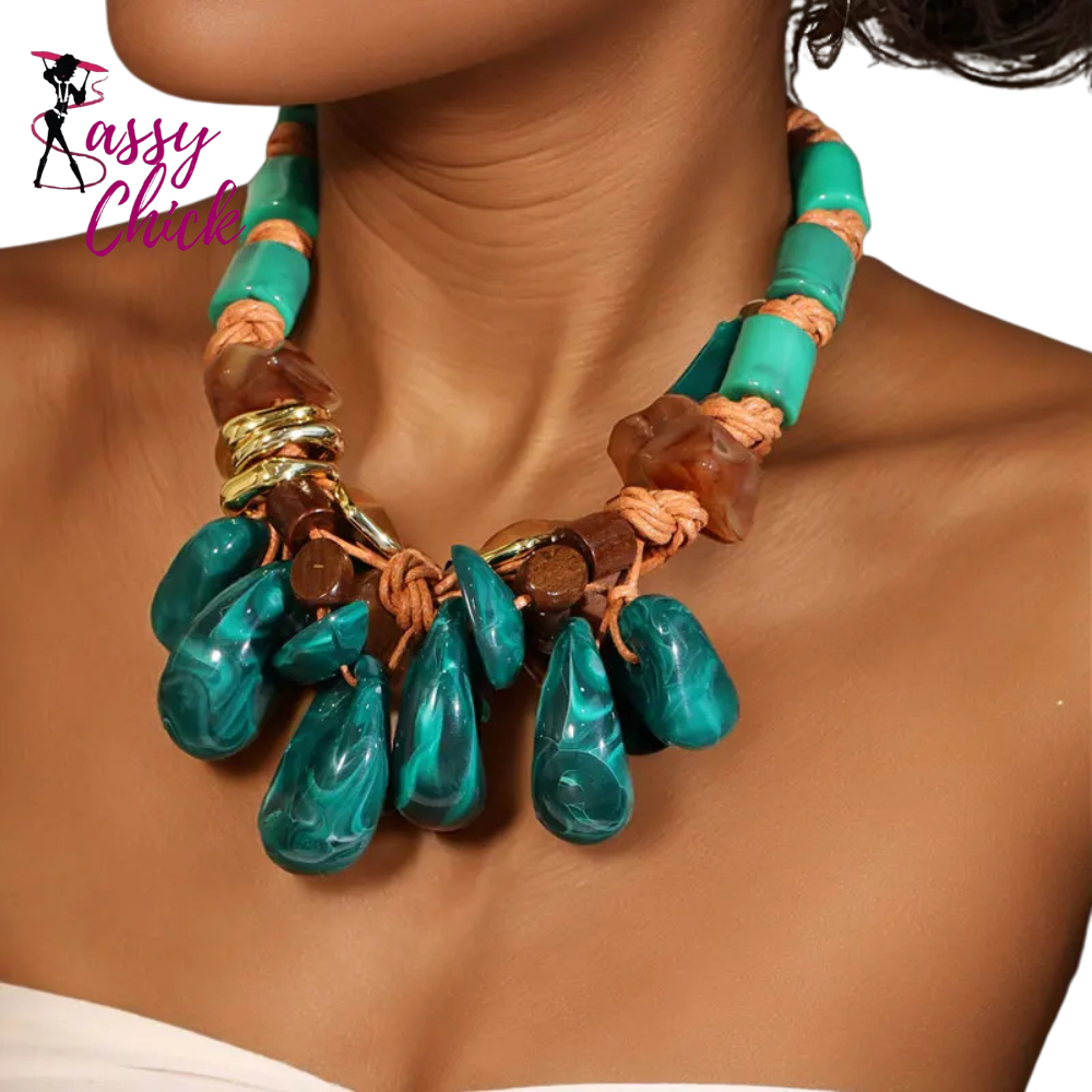 Statement Retro Ethnic Style Laminated Beads Necklace Sassy Chick
