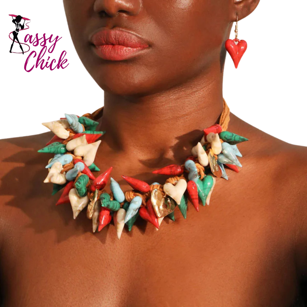 Trendy Beach Bohemian Statement Beads Hearts Party Jewelry