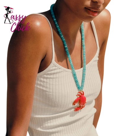 Trendy Summer Bohemia Lobster Crab Pendant Necklace Sassy Chick