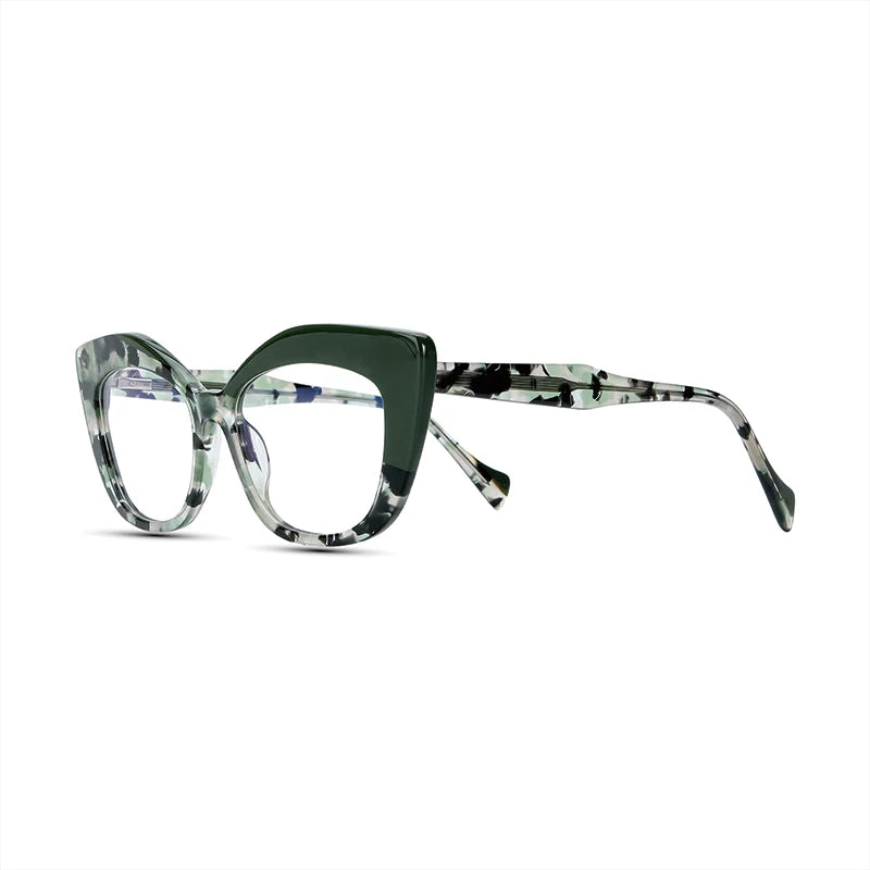 Women’s vintage multicolor cat eye glasses with acetate frame and clear lenses