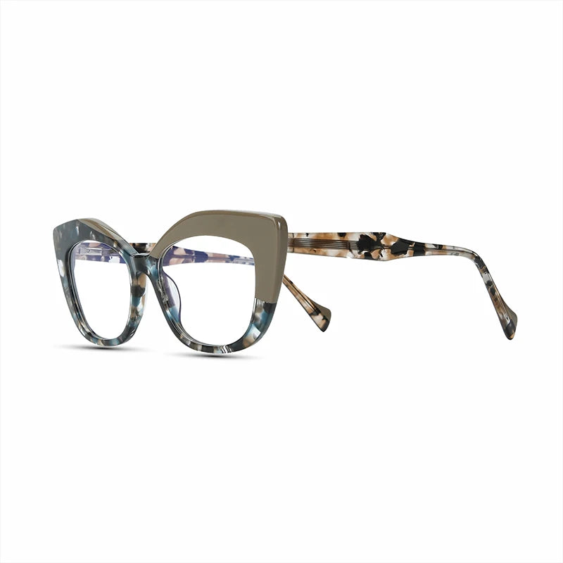 Women’s vintage multicolor cat eye glasses with acetate frame and clear lenses