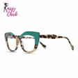 Women’s vintage multicolor cat eye glasses with acetate frame and clear lenses