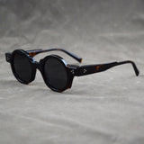 Men's vintage round acetate sunglasses with thick tortoiseshell frame
