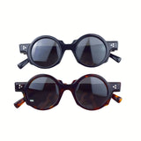 Men's vintage round acetate sunglasses with thick tortoiseshell frame