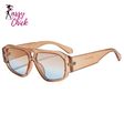 Women’s vintage square sunglasses with double beam frame, black gradient lens, and UV400 outdoor fashion eyewear.