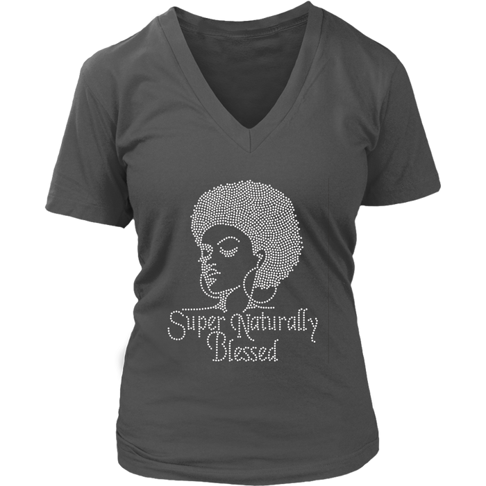 Super Naturally Blessed V- Neck Tee - Heather | Shop Sassy Chick