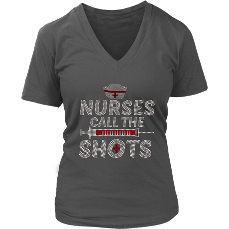 Nurses Call the Shots Women's V-Neck Tee - Heather | Shop Sassy Chick