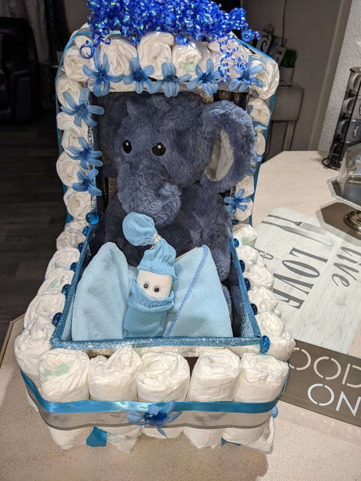 Custom Baby Boy Stroller Diaper Cake