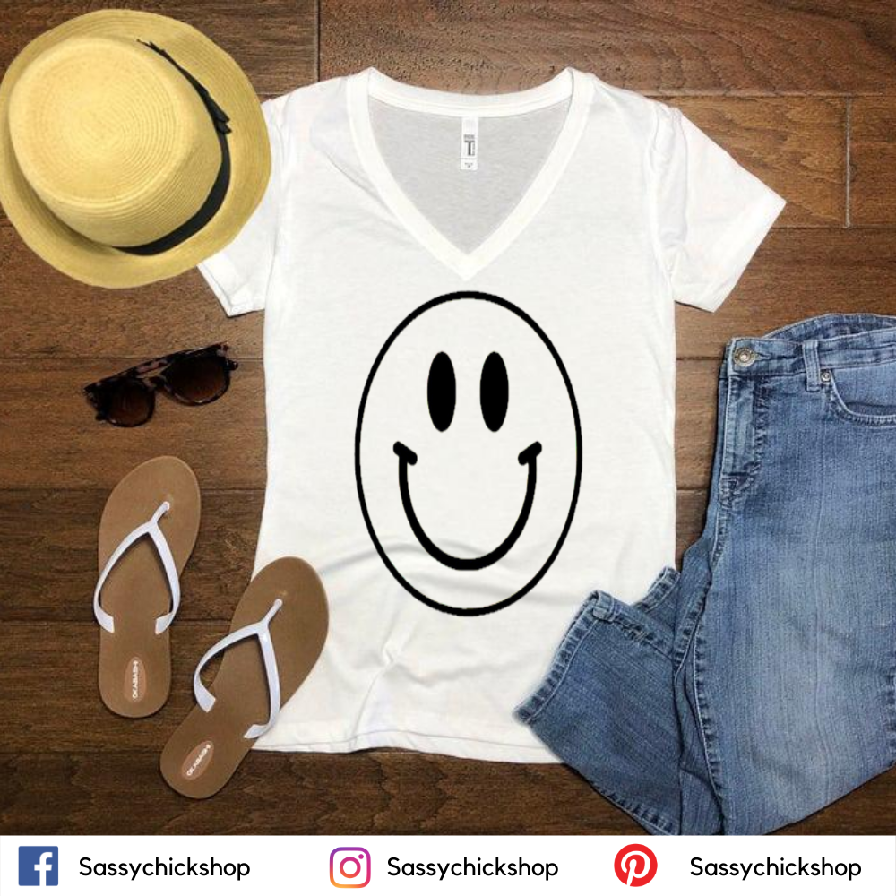 Smiley V-Neck - Shop Sassy Chick 