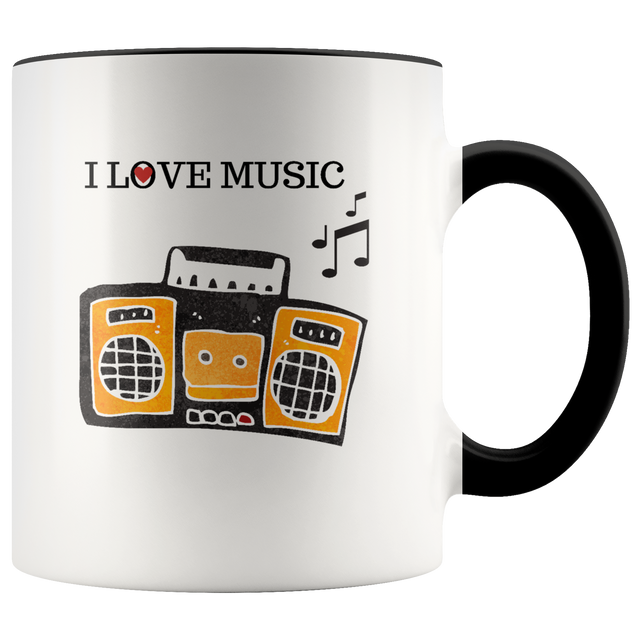 Mug I Love Music Ceramic Accent Mug - Black | Shop Sassy Chick