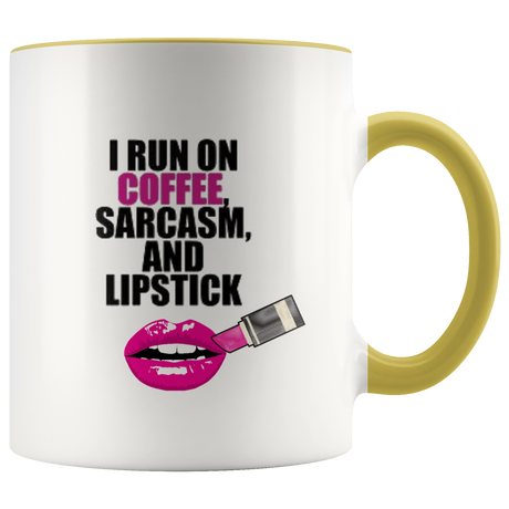 Sarcasm and Coffee Ceramic Accent Mug - Yellow | Shop Sassy Chick