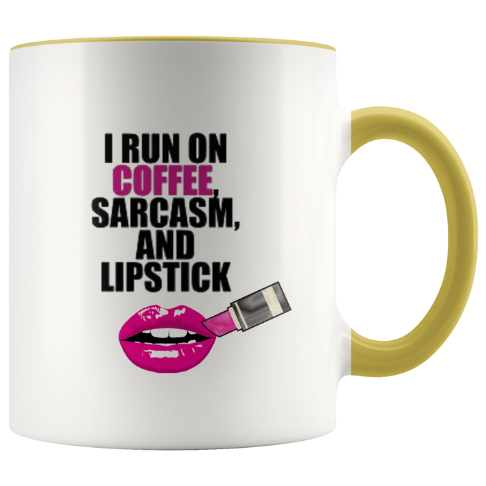 Sarcasm and Coffee Ceramic Accent Mug - Yellow | Shop Sassy Chick