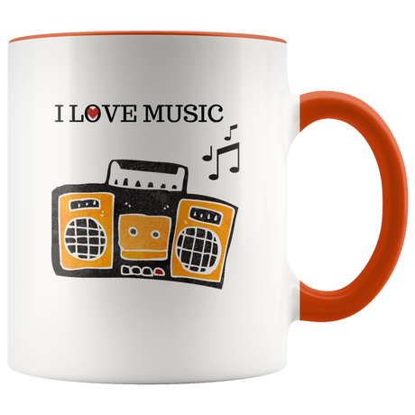 Mug I Love Music Ceramic Accent Mug - Orange | Shop Sassy Chick