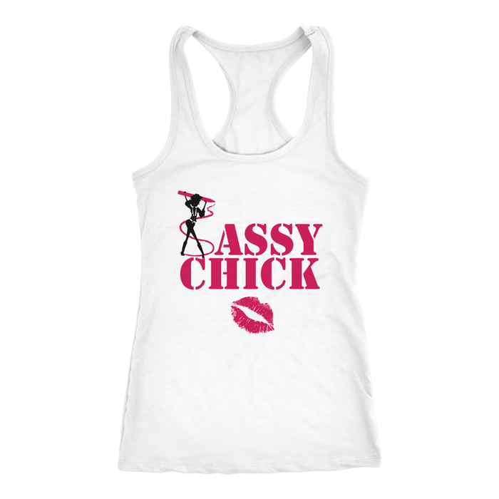 Sassy Chick Pink Lips Racerback Tank Top - White | Shop Sassy Chick